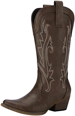 HISEA Rollda Cowboy Boots Women Western Boots Cowgirl Boots Ladies Pointy Toe Fashion Boots