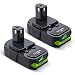 2Pack 3000mah Ryobi 18V Lithium Replacement for Ryobi 18 Volt Lithium Battery ONE+ P104 P105 P102 P103 P107 Cordless Tools 2-Pack