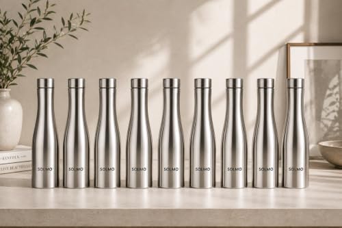 Image of Solimo Water Bottle Quality Hi-Rise Stainless Steel Single Wall 1000ML, Fridge Water Bottle |BPA Free | single wall Leak-Proof, Best for School /Office /Home /College /running (Pack 9)