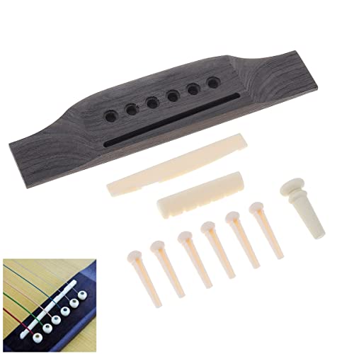 MuzcYM Ensemble de chevalet de guitare acoustique à 6 cordes en palissandre, chevalet de guitare avec sillet de chevalet… - Les Beatles, Paul McCartney, John Lennon, RIngo Starr, George Harrison MuzcYM Ensemble de chevalet de guitare acoustique à 6 cordes en palissandre, chevalet de guitare avec sillet de chevalet… – Image 3