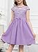 blibean Girls Fashion Summer Short Sleeve Dress Young Kids Flower Lace Mesh Boho Fancy Wedding Guest Dresses Fashion Casual Party Formal Outfits Size 10-11 Year Old Liac Purple