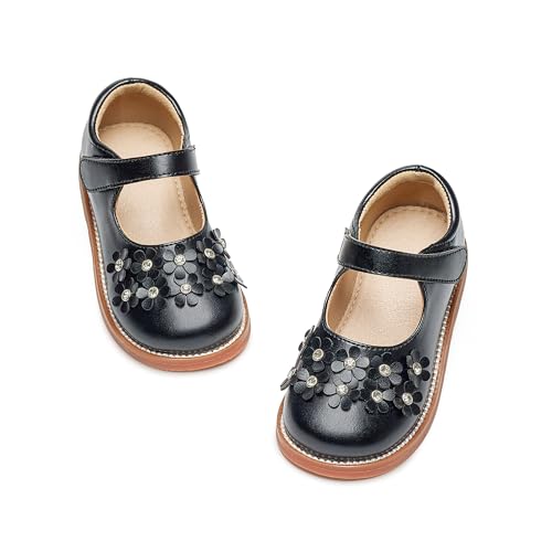 Image of Kiderence Toddler Girl Mary Jane School Uniform Dress Shoes Oxford Flats | Wide Toe Box Great Comfort for Student Shoe and Flower Girl Shoe for Wedding, Parties, Church