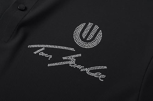 Men's Premium Cotton Short Sleeve Polo T-Shirt with Rhinestone Embellishment, Classic Fit3