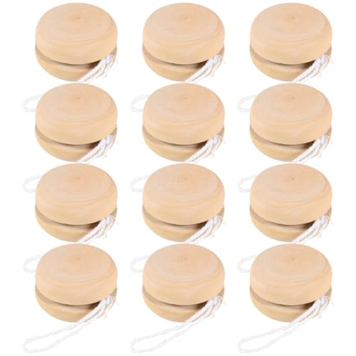HONMEET 12Pcs Wooden Graffiti Yo Yo Balls Drawing for Creative Painting Activity and Portable for Birthday Parties and Playroom Decor