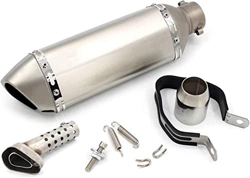 D1M MOTOX Silencieux de moto universel 38–51 mm Tuyau d'échappement de moto universel avec silencieux DB, pour ATV, Scooter, Dirt Bike, Ninja, Yamaha, Ducati, Kawasaki, Suzuki (Argent)