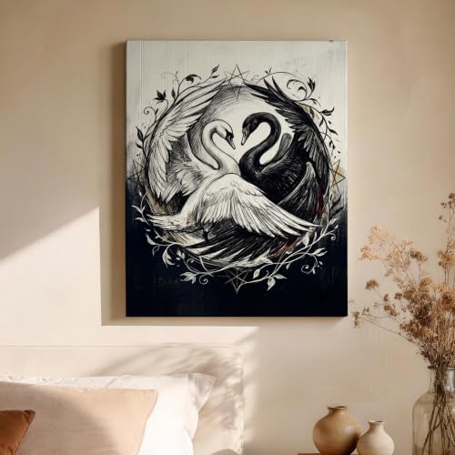 Lienzo abstracto de cisne para redecorar paredes vacías de forma moderna 4