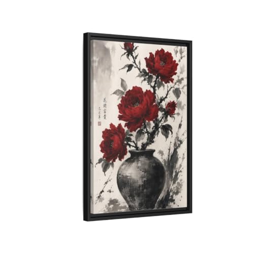 Toile pivoines rouges au-dessus du canapé pour salon traditionnel