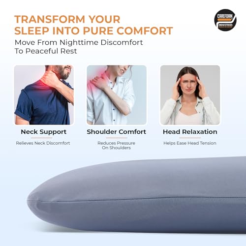 Image of CareFoam Cooling Memory Foam Pillow - Feels Cool on Touch | Nylon Spandex Cold Fabric Cover | Orthopedic Cervical Neck Pain Relief Pillow for Back, Side & Stomach Sleepers