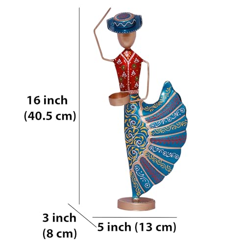 Image of Kraftskala Colorful Dancers Iron Showpiece with Tealight Candle Holder - Decorative Figurine for Home, Celebratory Gift for Anniversary, Festivals & Weddings (Mariachi Dancers)