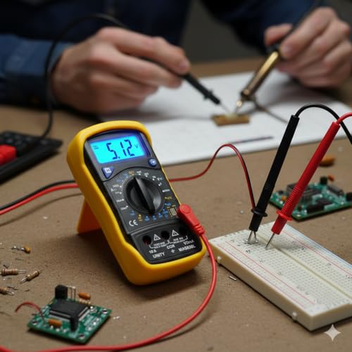 Image of MAS830L Digital multimeter for measuring AC and DC voltage, DC current and resistance with LCD display