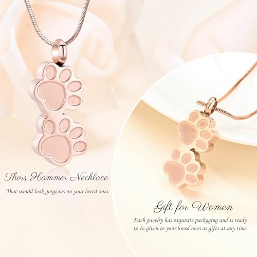 Pet Cremation Jewelry for Ashes Dog Memorial Locket Cremation Keepsake Urn Necklace for Pet Dog Cats (Rose Gold) - Image 4