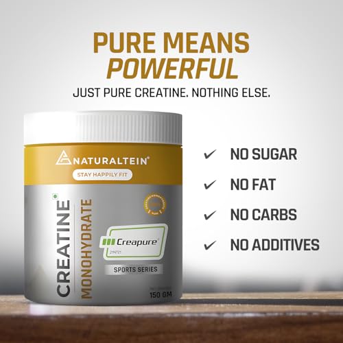NATURALTEIN Creatine Monohydrate (Creapure®) – 150 g | Increases Strength, Muscle Size & Endurance | Unflavoured, Vegan & Pure Micronized Creatine | Fast Recovery & Enhanced Performance