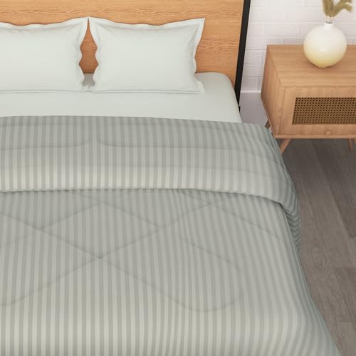 Image of Double Bed Comforter 180 GSM (220x250 CM) | Reversible Comforter Set Double Bed | AC Comforter Double Bed Cotton | All Season Comforter Double Bed Set | Quilt Blanket - White & Sky Blue