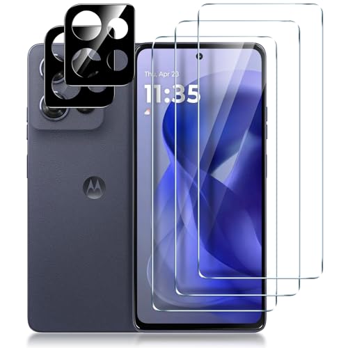 LYWHL for Motorola Moto G Power 5G (2025) Screen Protector 3 Pack Tempered Glass 9H Hardness HD Clear Film + 2 Pack Camera Lens Glass Protector Case Friendly Touch Sensitive