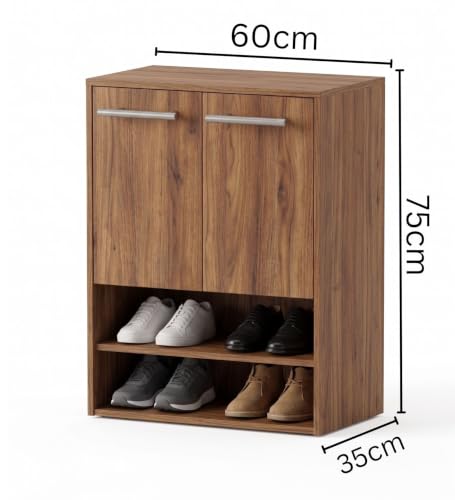 Image of Spyder Craft Engineering Wood Shoe Cabinet for Home, Shoe Rack with Multiple Shelves, Space Saving Shoe Organizer for Entryway, Living Room & Bedroom, Noce Lyon, DIY Assembly