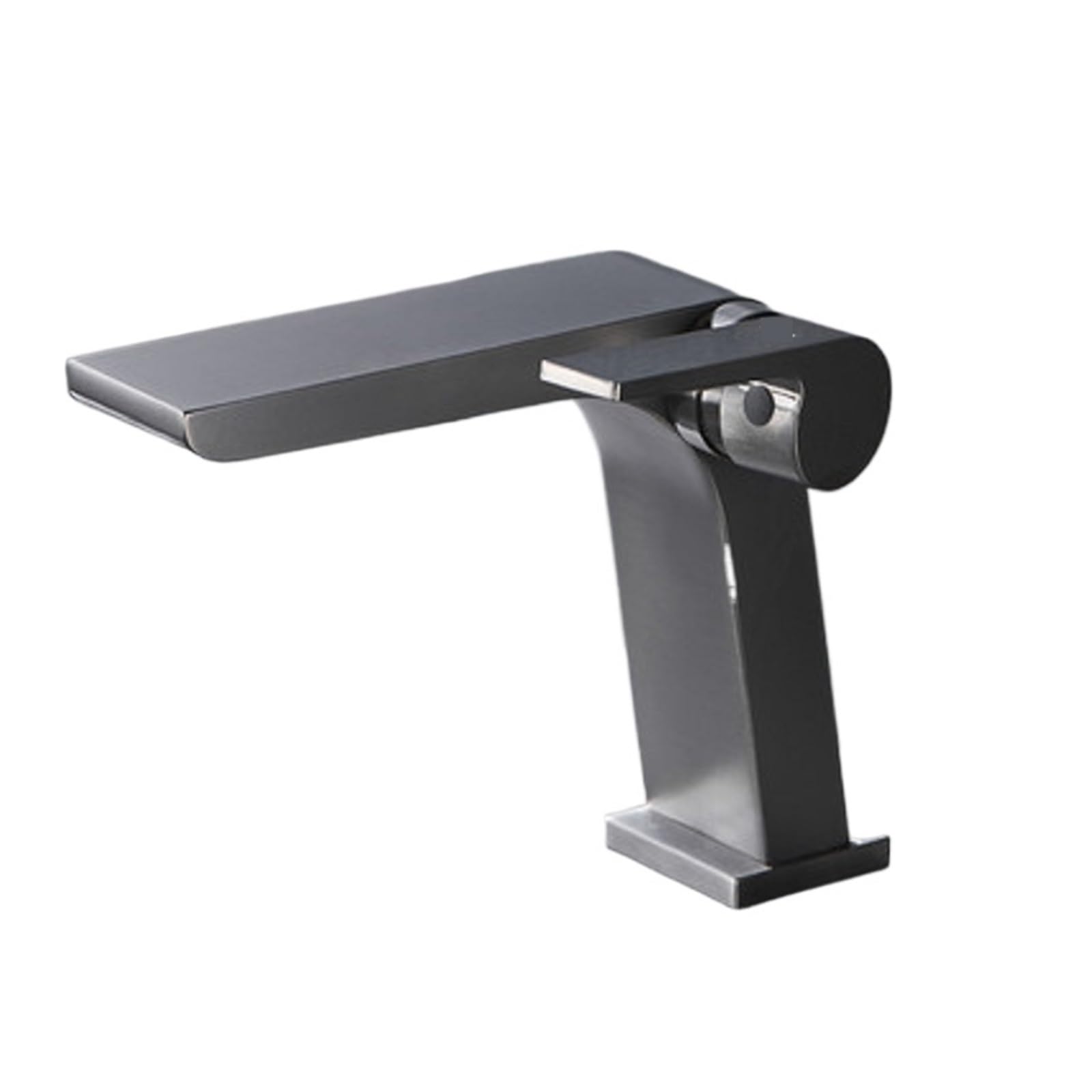 CVFRDD Gun Grey Basin Faucet, Brass Bathroom Basin Waterfall Hot And Cold Water Mixer Tap, Single Handle Crane Chrome Black Mixer Tap(Gris)