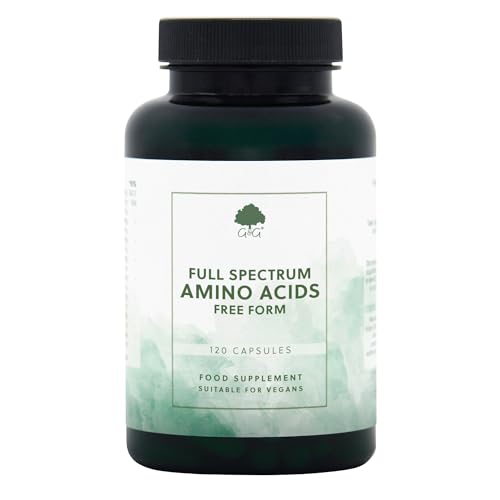 Full Spectrum Amino Acids Capsules - EAA BCAA - Free Form Amino Acids - 120 Vegan Capsules - Non-GMO Made in the UK by G&G Vitamins