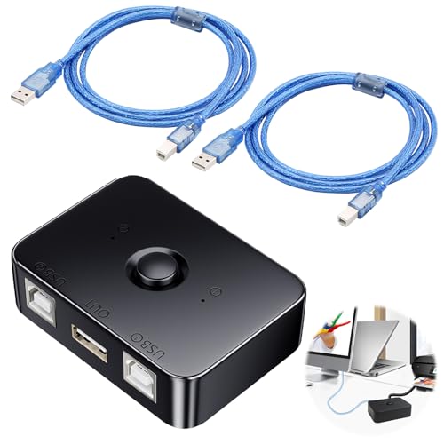 Commutateur USB,Commutateur de Partage d'imprimante USB 2.0 Avec lumière LED,2 Ordinateurs...