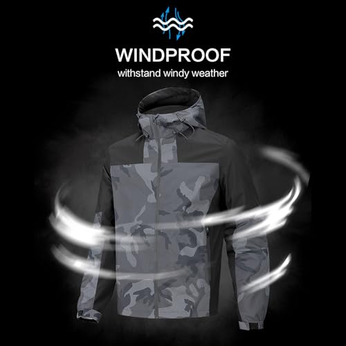 Men’s Water-Resistant Windproof Raincoat Lightweight Outdoor Windbreaker with Hood for Fall and Spring3