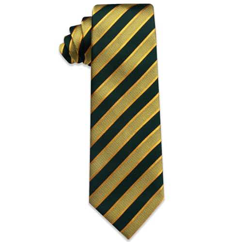 Image of YourTies Men's Neckties Striped Tie and Plaid Neckties for Men Woven Silk Tie Gold Tie Clip Set