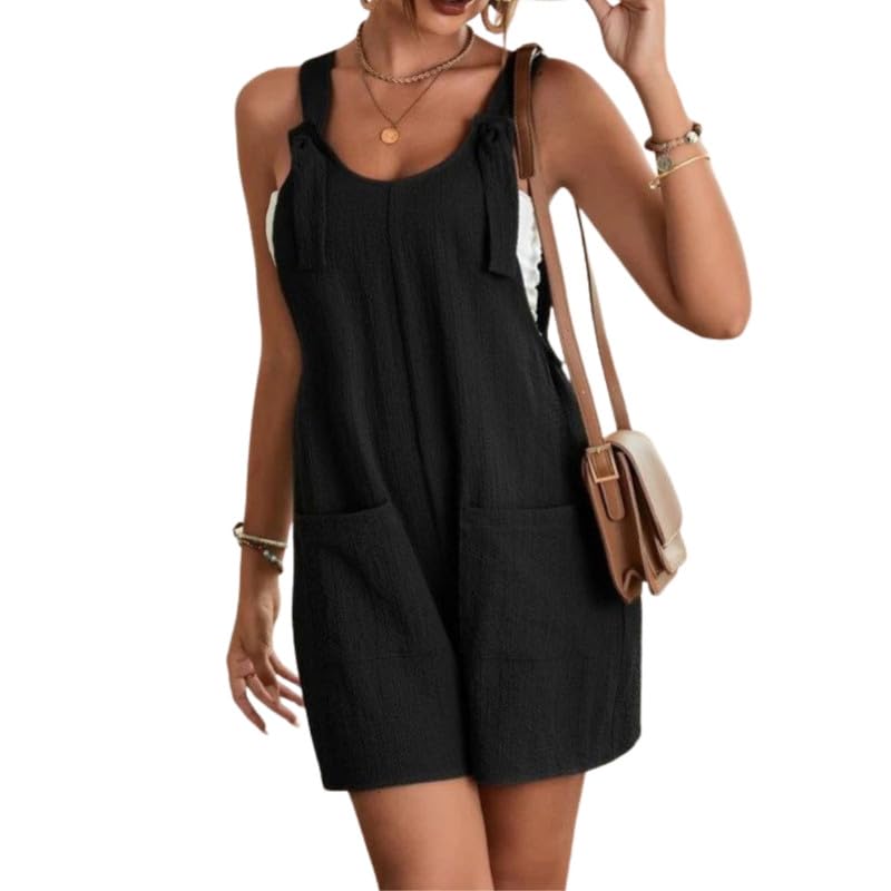 mastyle Women's Sleeveless U Neck Fashionable Shorts Suspender with Pockets Lightweight Jumpsuit-picture-52