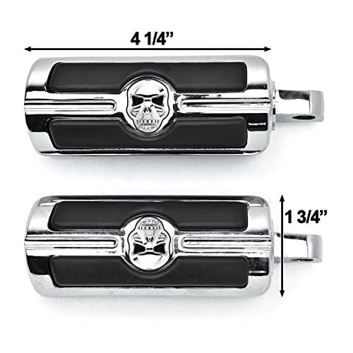 Krator KM007-C Foot Rest (Harley Davidson All Years) Skull Head Front or Rear Foot Peg Chrome) - Thumbnail 4