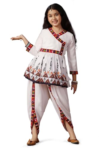 Image of Fashion Dream Girls Cotton Blend Printed Crop Top and Dhoti Set |Kids Ethnic Set |Suit for girls