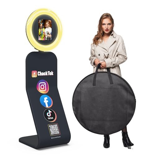 Portable Photo Booth Machine for iPad 12.9in 11in 10.9in 10.2in with Software APP Control Lights/Photo/Sharing Removable for Cloth Pouch Silkscreen Honeycomb Case