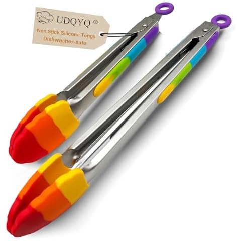UDQYQ Kitchen Tongs Set with Silicone Tips Cover