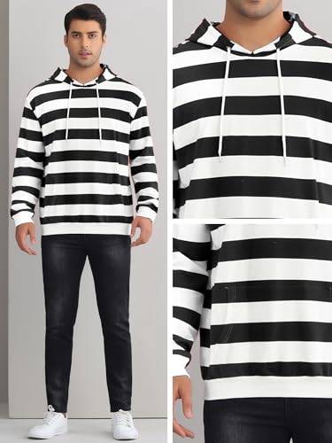 Lars Amadeus Striped Sweatshirt for Men's Long Sleeves Drawstring Pullover Hooded Sweatshirts Hoodie4