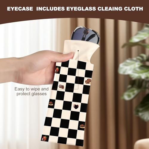 Image of Anikathy 2Pcs Sunglass Eyeglass Glasses Case Soft PU Leather with Cleaning Cloth Portable Glasses Pouch Bag for Men Women