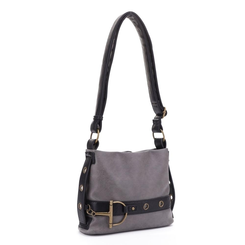 Liz Soto Anna Womens Crossbody Purse - Vegan Leather Over the Shoulder Bags for Women with Horsebit Brass Details