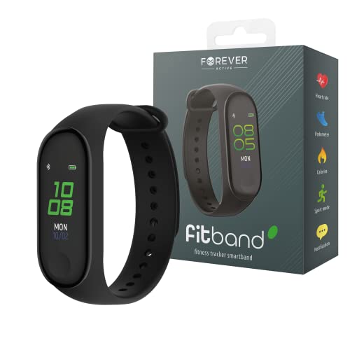 FOREVER Bracelet Montre Connectée SB-50 Fitband – Bracelet Connecté Femme Homme – Smart Fitness Tracker avec Podometre – Bracelet Cardiaque – Montre Calories Dépensées – Smartwatch iOS Android – Noir