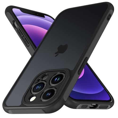 ivoler Funda Mate Negro para iPhone 12 Pro 6.1 Pulgadas, [Protección Lente Cámara] [Protección Militar] Carcasa Protectora Antigolpes Trasera Translúcida Antihuellas Silicona Case
