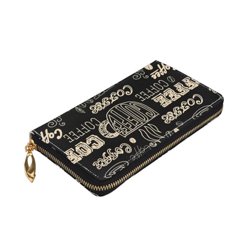 Leather Wallet For Women And Men Coffee Theme Clutch Purse Wristlet Bag Credit Card Holder Wallet3