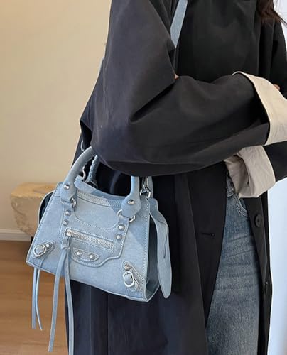 Trendy Vegan Leather Crossbody Bags for Women Small Shoulder Tote Purse Y2k Rivet Handbags Designer Satchels 20253