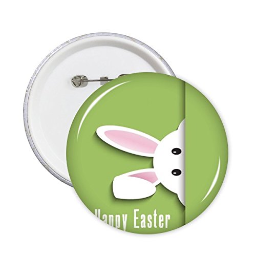 Badge Lapin Blanc de Pâques : Lot de 5 Broches Rondes XL pour Customisation de Vêtements