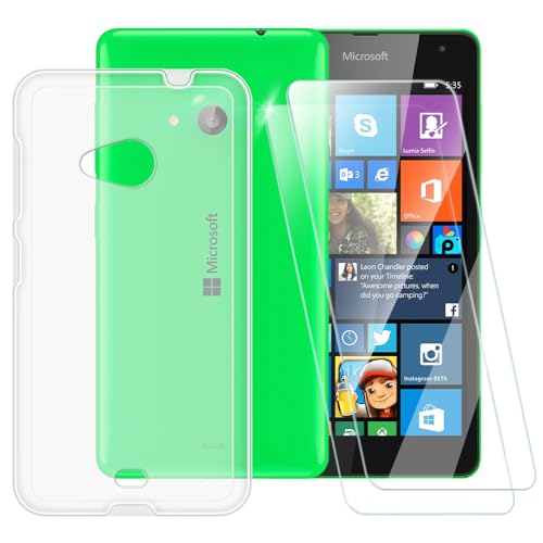 Custodia TPU Stampata + 2 Pellicole in Vetro Temperato Compatibili con Nokia Lumia 535, Cover Artistica Slim Antigraffio Antishock, Protezione Totale