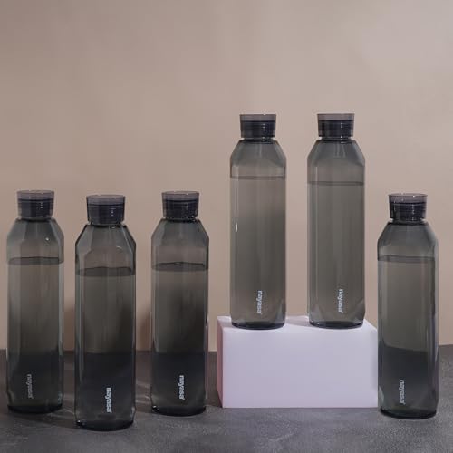 Image of Nayasa Space Plastic Water Bottle 1150 ml | Set of 6 | BPA-Free Fridge Bottle for Home, Office, School, Gym | Leak-Proof & Durable | Grey