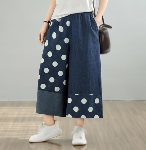 Women's Loose Wide Leg Jeans Trendy Elastic Waist Denim Pants with Pockets2