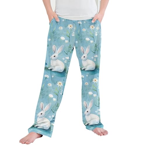 Woodland Bunny RabbitLong Pajama Pants Elastic Waist PJ Bottoms with Pockets S A111986
