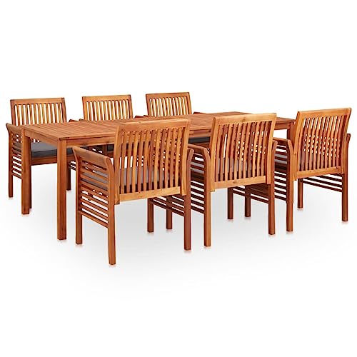 Set comedor de jardín, Tumbonas Jardin Exterior Sillas Jardin Exterior Hamacas Jardin Tumbonas Sofa Jardin Exterior Adecuado para Patio Jardín Sala De Estar, 7 pzas y cojines madera maciza de acacia