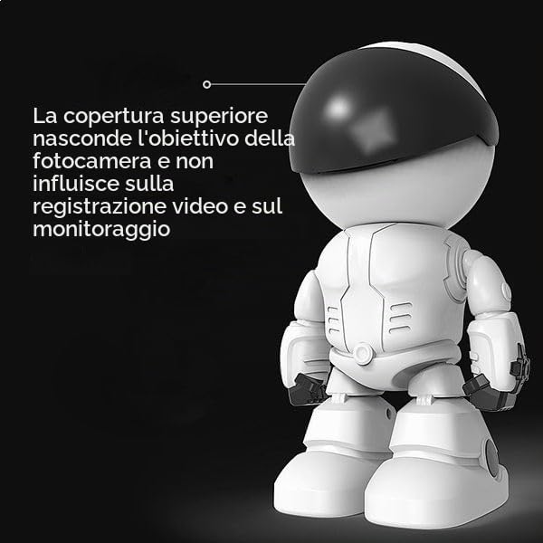 Robot con telecamera spia di sorveglianza WiFi 1080P, visione a infrarossi