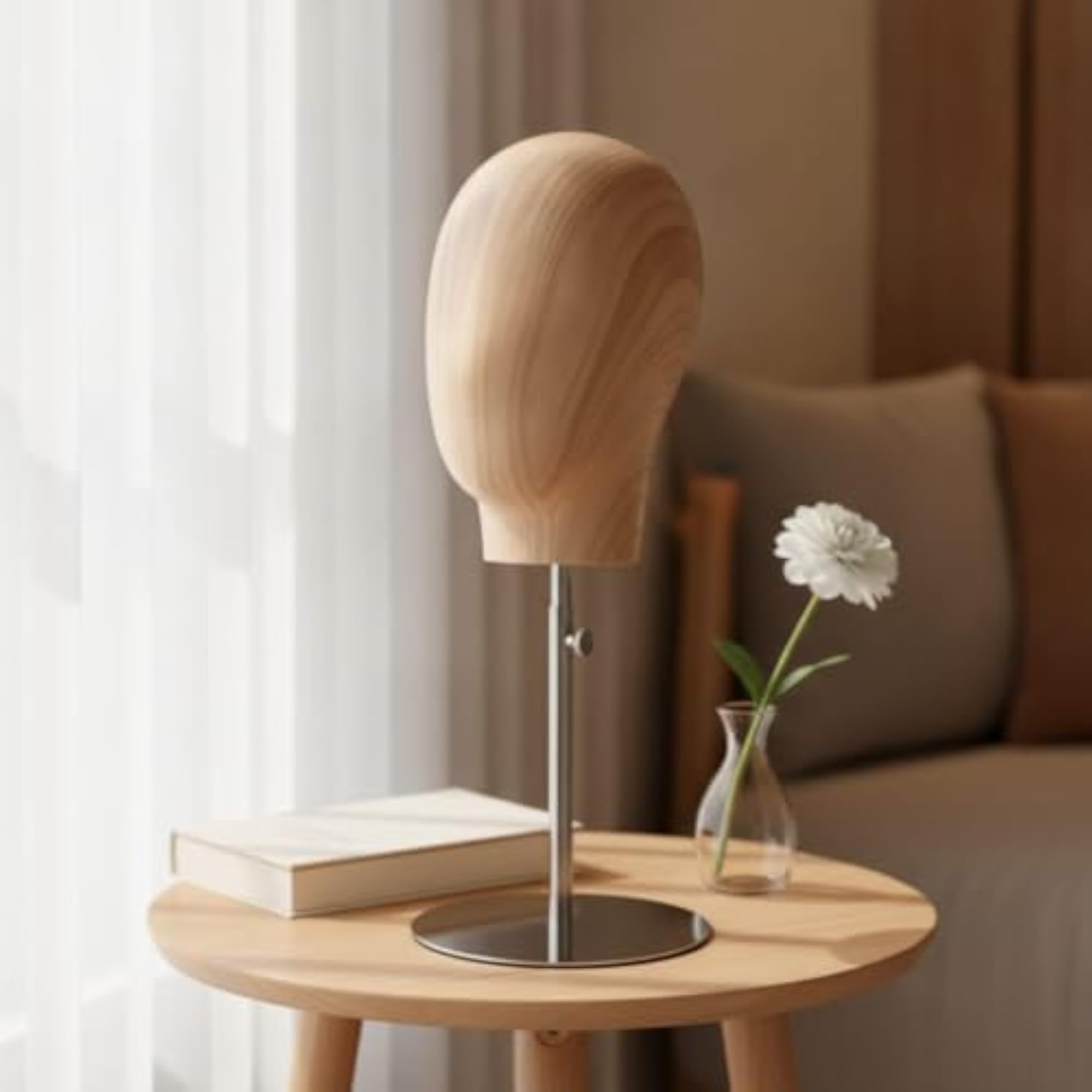 Adjustable-Height Hairpiece Head with Stand, Silver