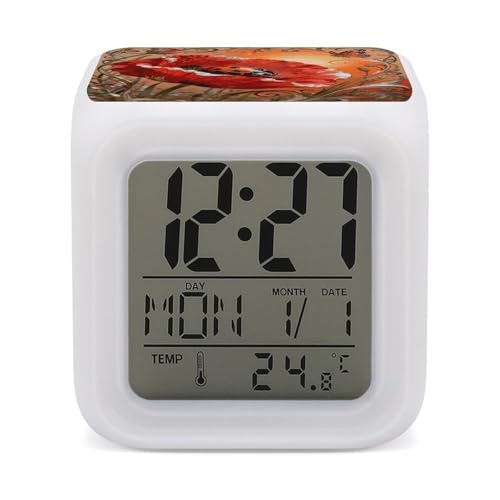maccbn Ladybug Petal LED Digital Alarm Clock 7 Color Changing