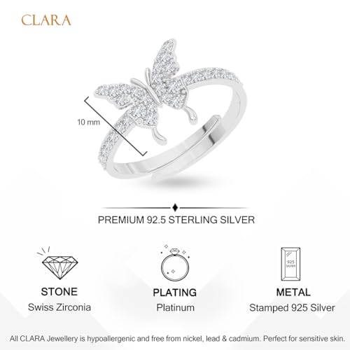 Image of Clara 925 Silver Fia Butterfly Pendant Earrings Chain Bracelet Anklet Ring | Gift for Women & Girls | Platinum Plated | Jewellery Set