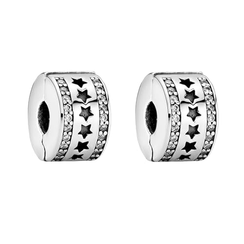Amuefer Double Starry Charms para Pulseras y Collares, Colgante de Plata de Ley con Circonita Cúbica, Navidad Cumpleaños Halloween Joyería Regalos para Mujeres