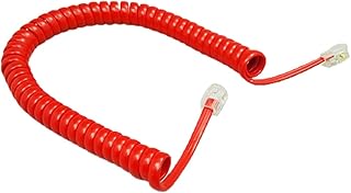 KLOVA Four-core Telephone Handset Cable Cord 6Ft Modular Coiled Telephone Handset Cord Black/Red White Curly 1.85m/pc