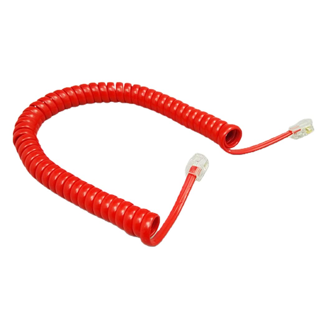 JAGTRADE Four-core Telephone Handset Cable Cord Modular Coiled Telephone Handset Cord Black/Red White Curly 1.85m/pc