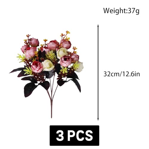 astylishome Faux Flowers 45 Pcs Artificial Dark Pink Flower Realistic for Wedding Party Garden Decoration Craft DIY Floral Arrangements Decor Mixed Colours 0406 - Image 3